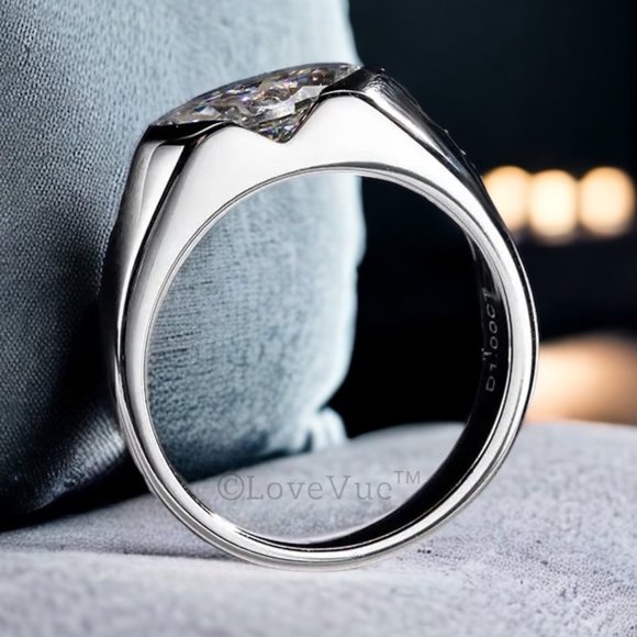 Certified 1ct. t.w. Moissanite Diamond Marquise Cut Unisex Engagement Ring VVS1 - Picture 6 of 16